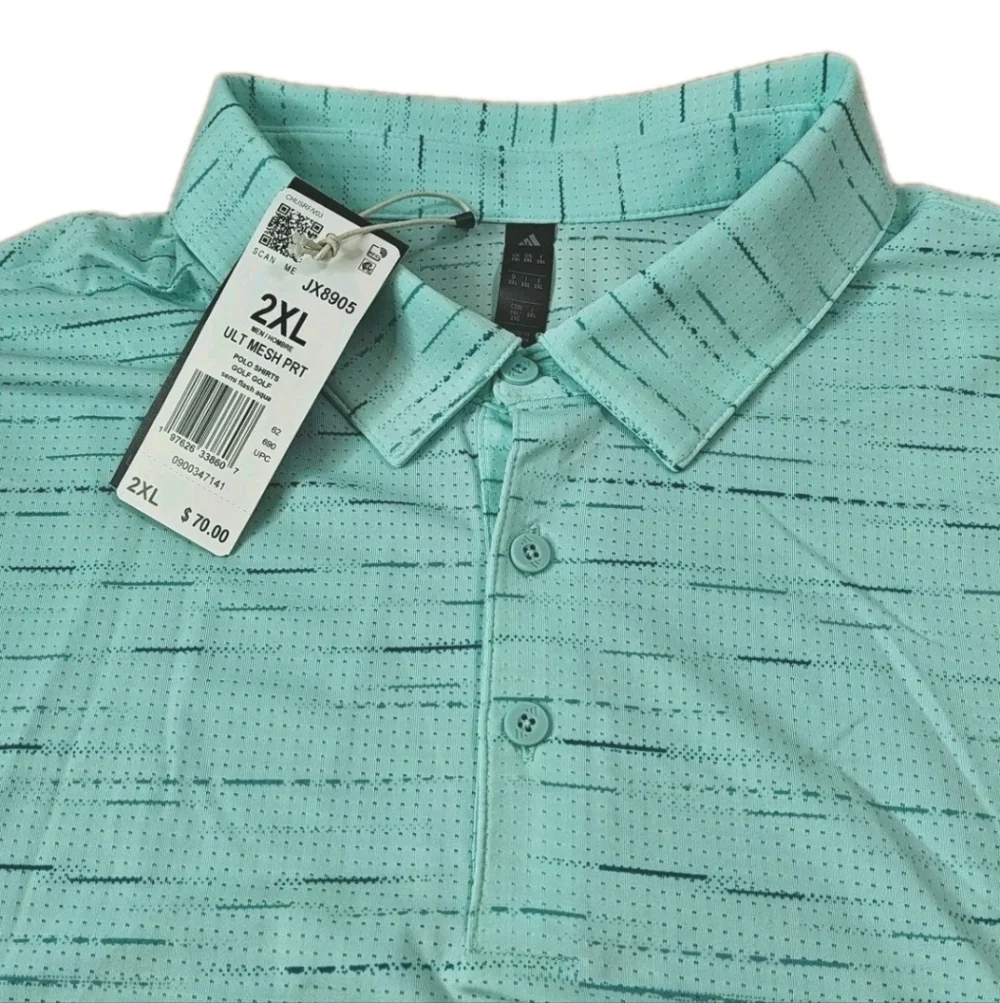 Adidas Golf Ultimate Mesh Polo Shirt Sz 2X Semi Flash Aqua Tennis Pickleball Nwt